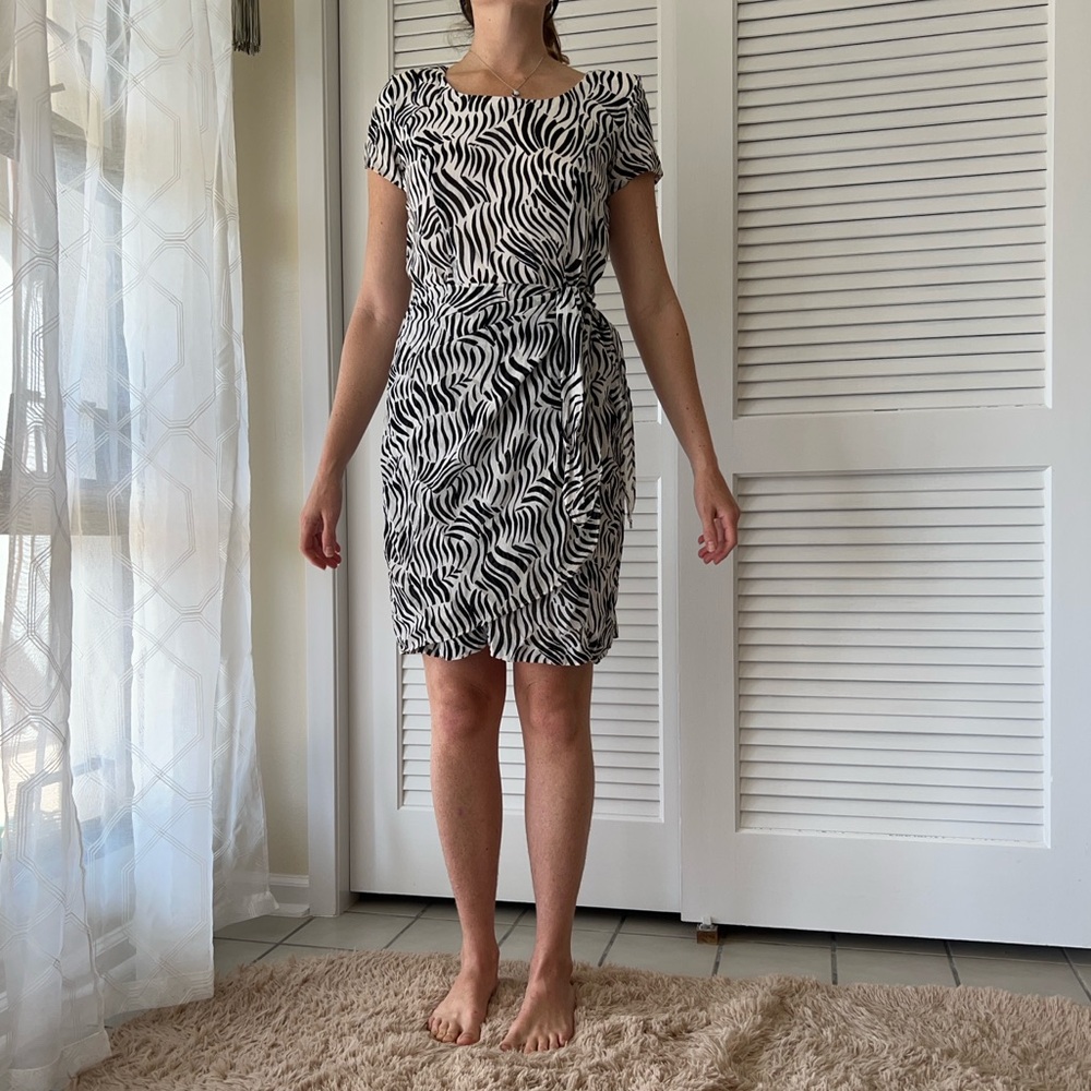 Vintage 80s/90s Jessica Howard Black and White Zebra Mini Dress